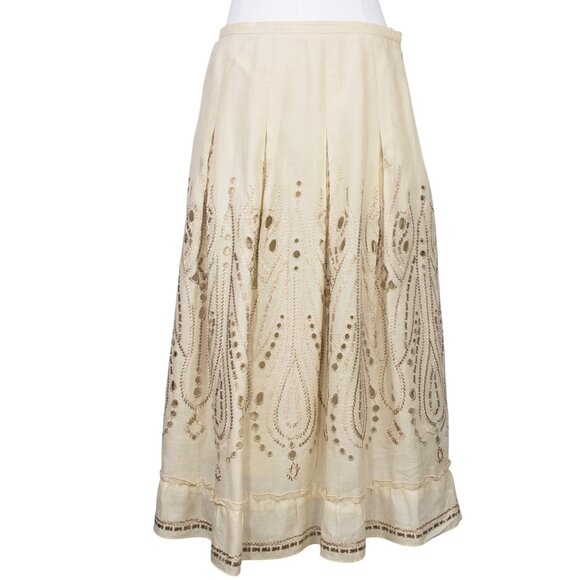 Talbots Dresses & Skirts - Talbots Midi Skirt Ecru Eyelet Embroidered Lined Cotton 6 EUC